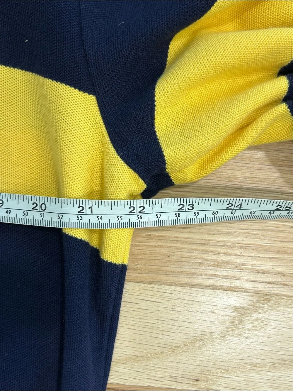 Ralph Lauren Men’s Striped Rugby Polo in Navy & Yellow Preppy Sz Large